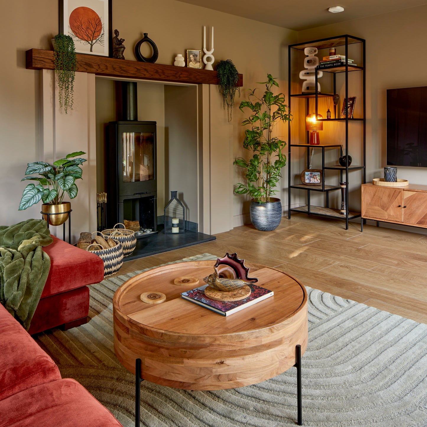Swivel Storage Coffee Table D80cm