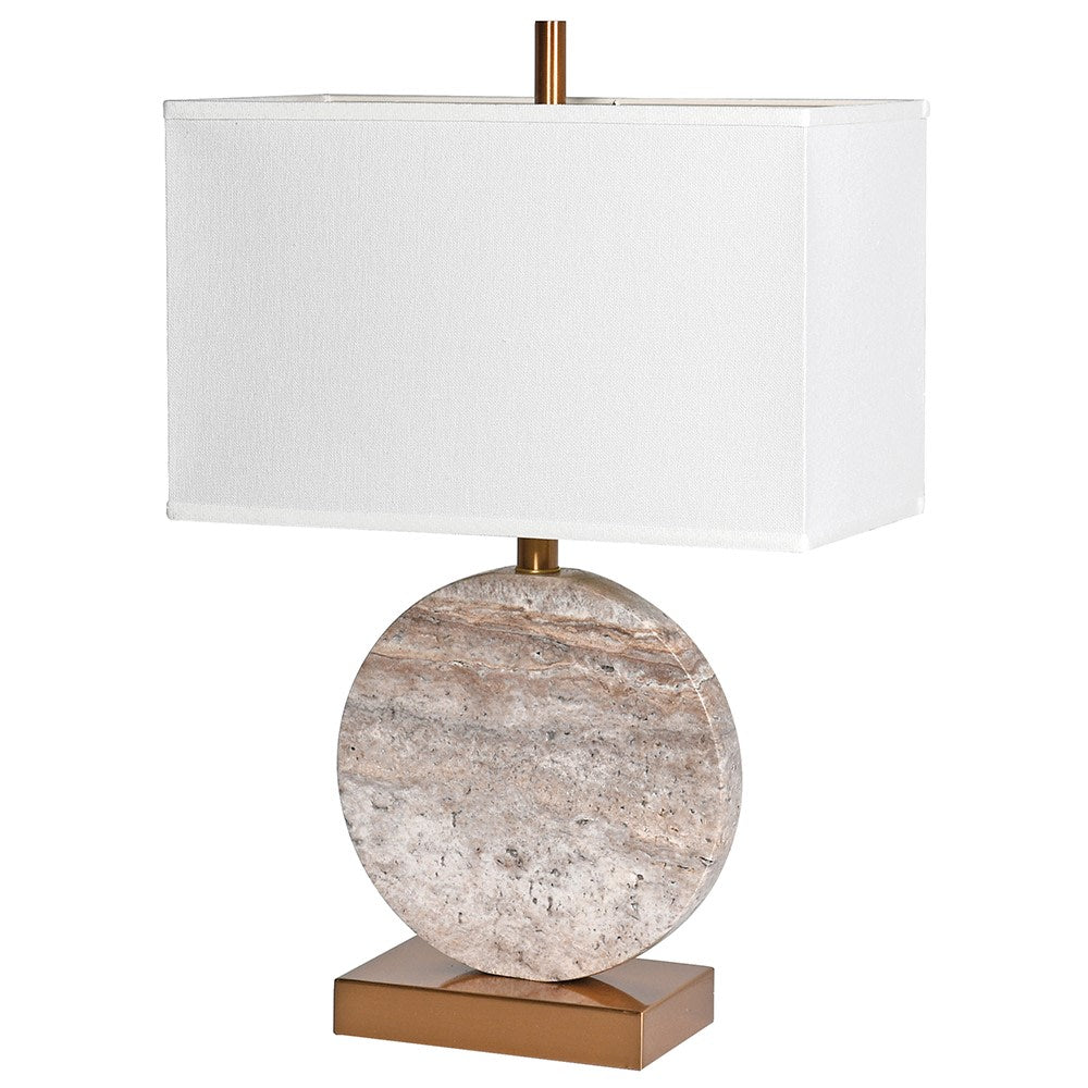 Taupe Marble Table Lamp with Linen Shade