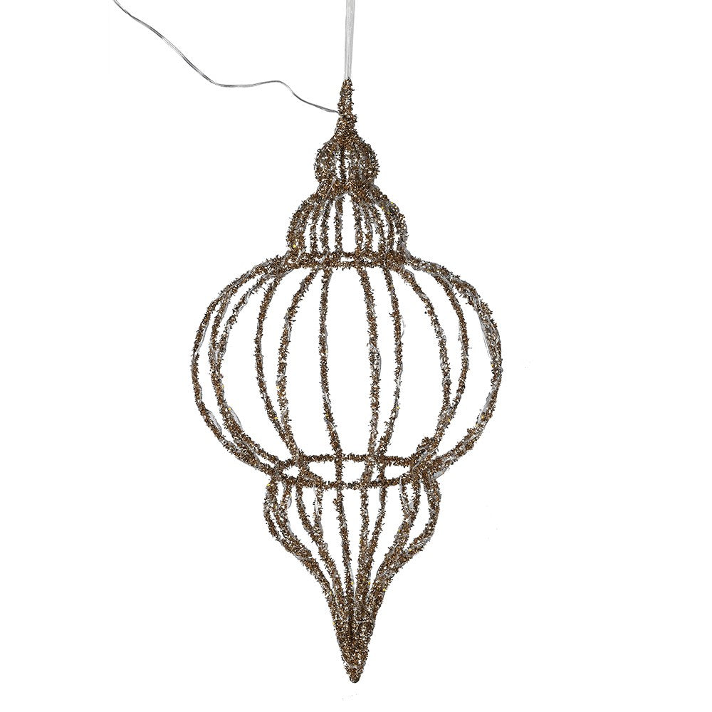Gold Hanging Lit Finial with LEDs