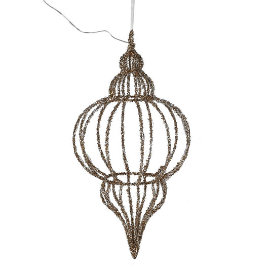 Gold Hanging Lit Finial with LEDs