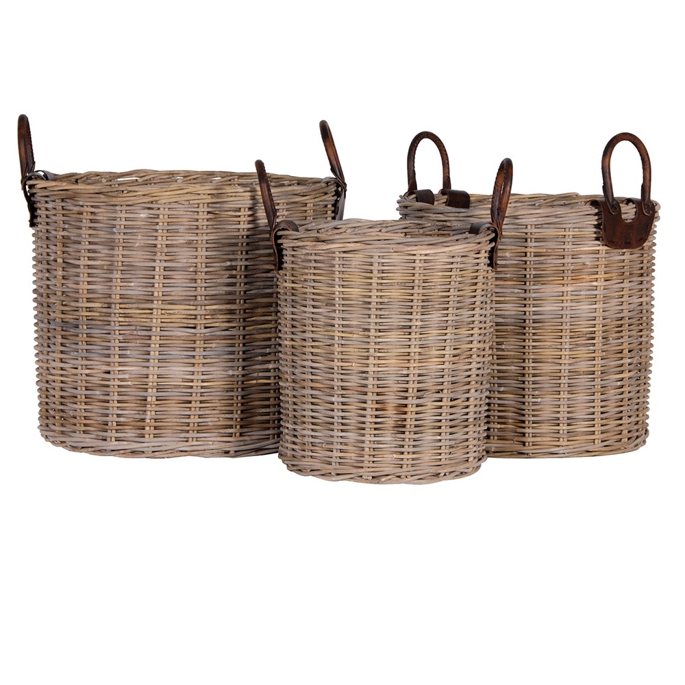 Large Round Log Baskets (set of 3)