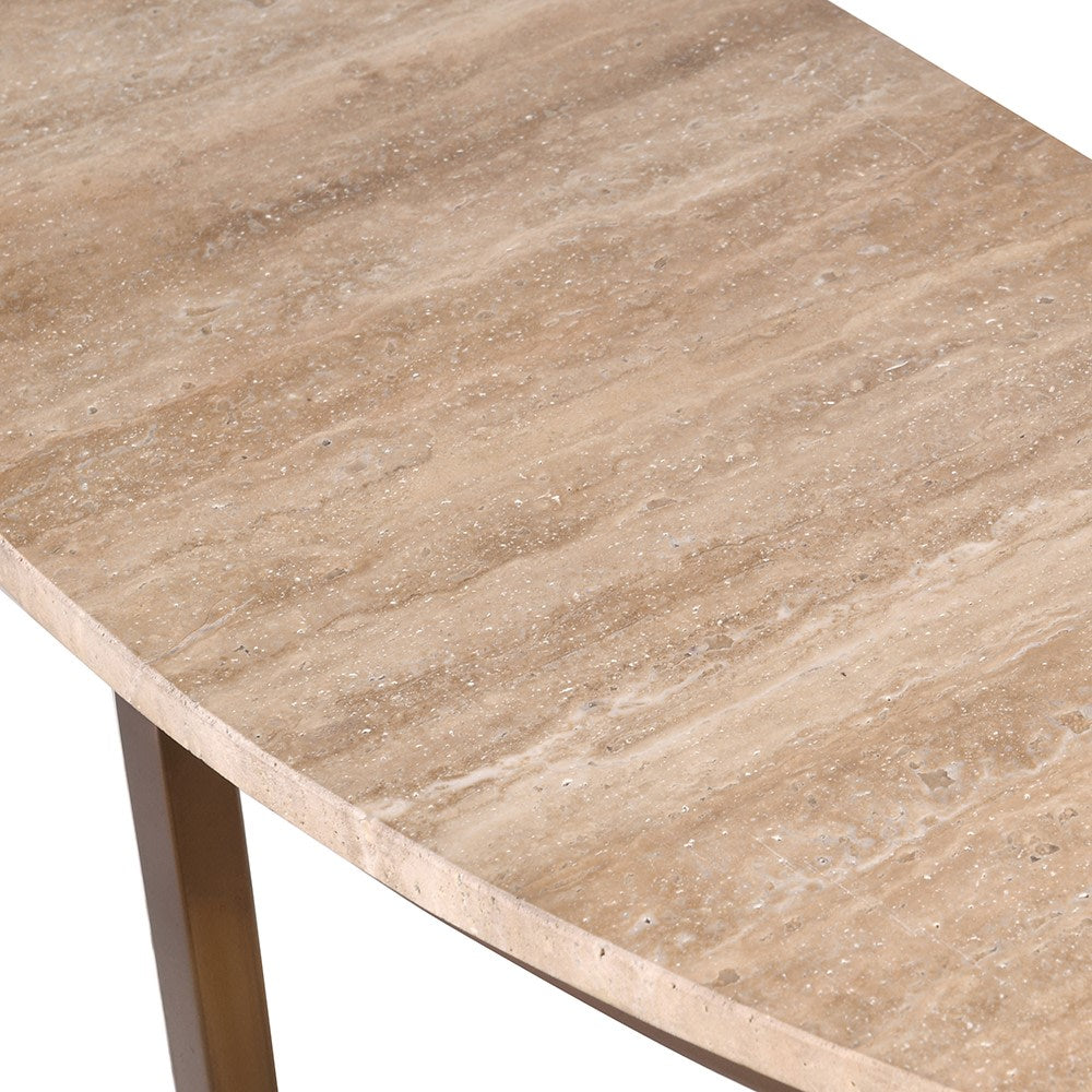 Travertine Demi-Lune Console