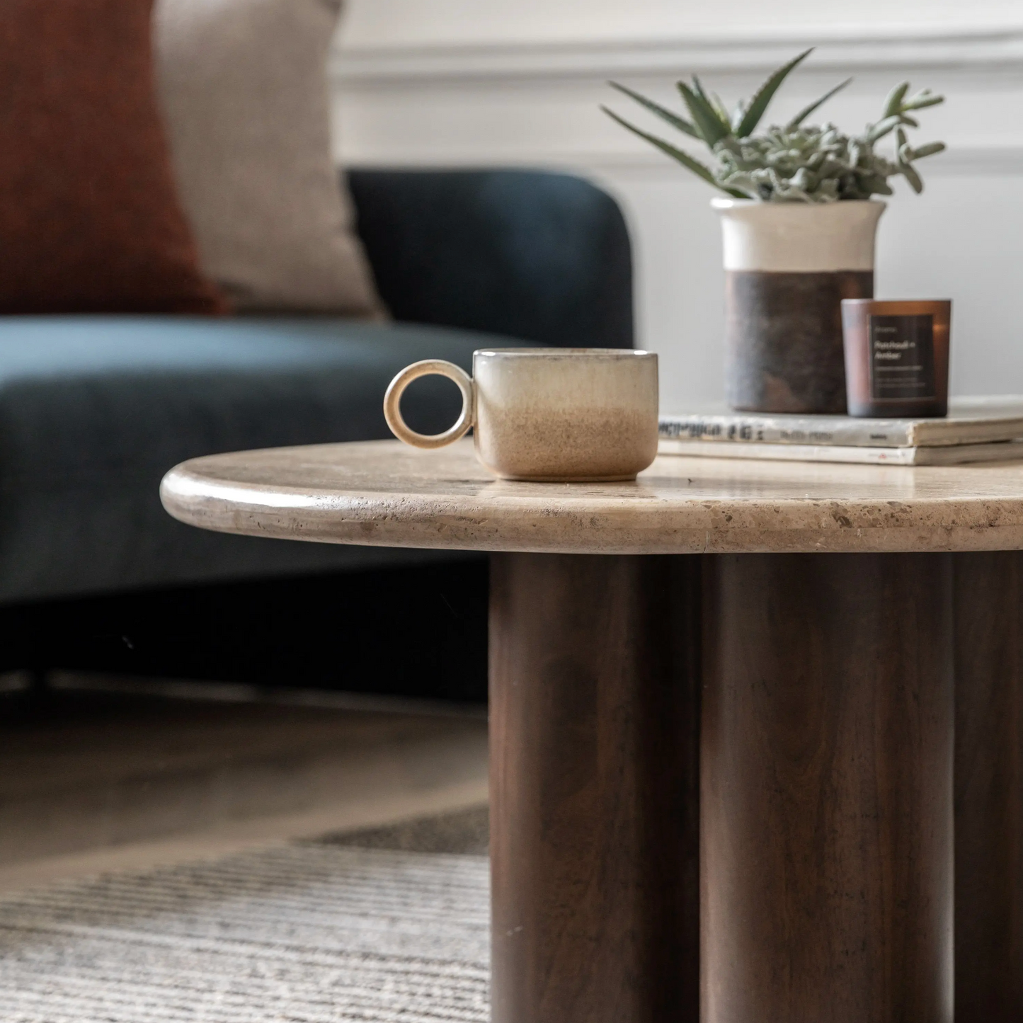 Travertine Coffee Table D75cm