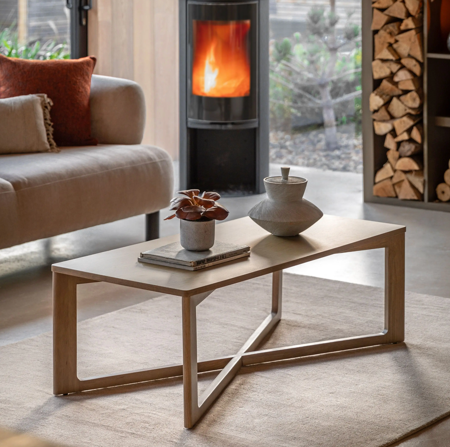 Panelled Coffee Table (Oak) W55/L120cm