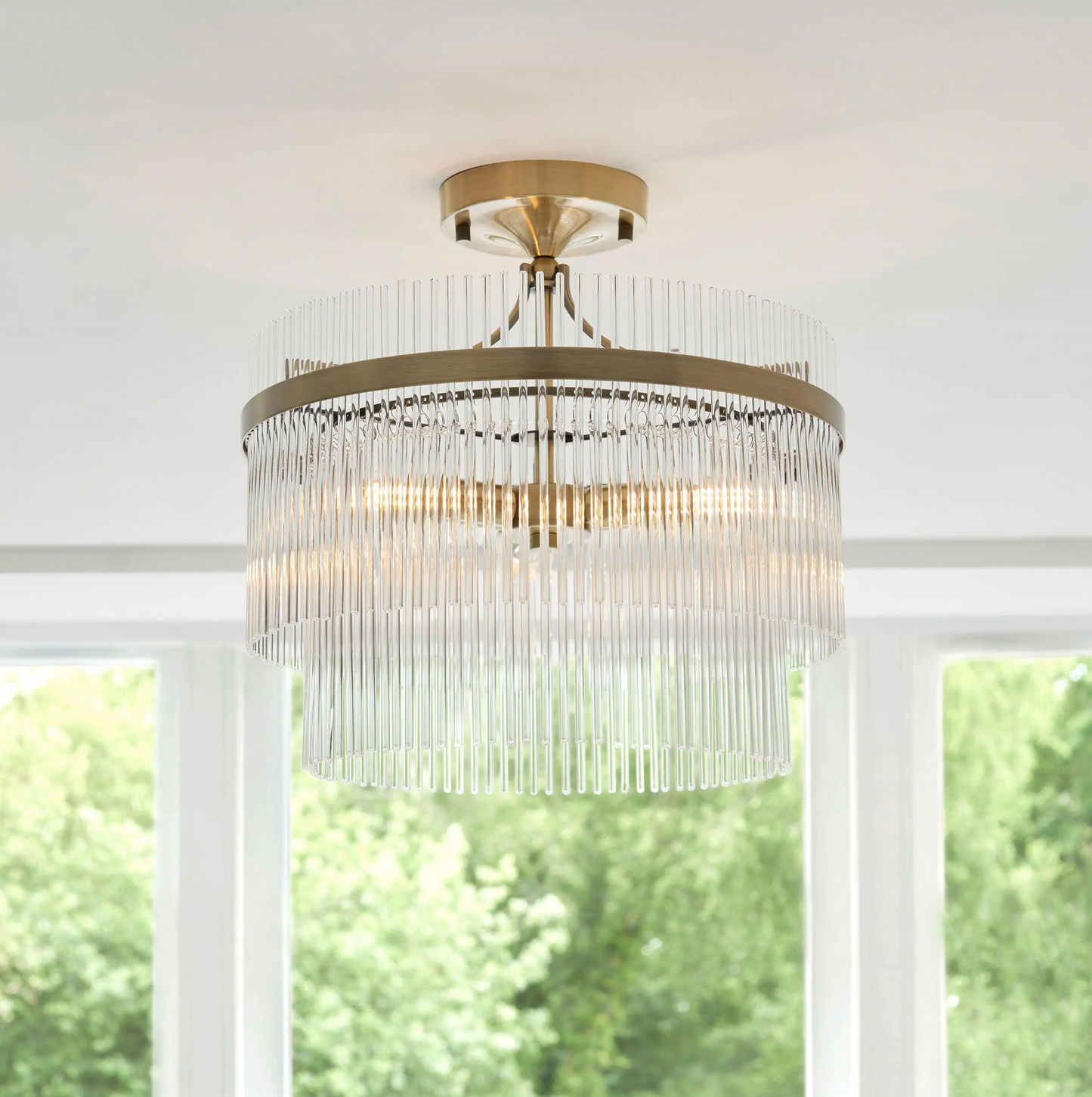 Gatsby Glass Rod Flush Ceiling Light D40cm