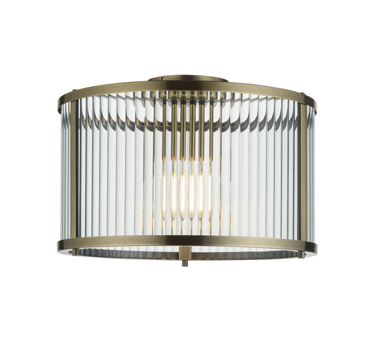 Fluted Glass Flush Ceiling Light D31cm