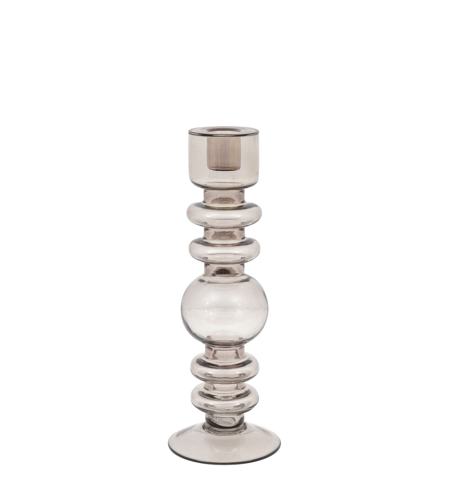 Smoked Glass Taper Candlestick