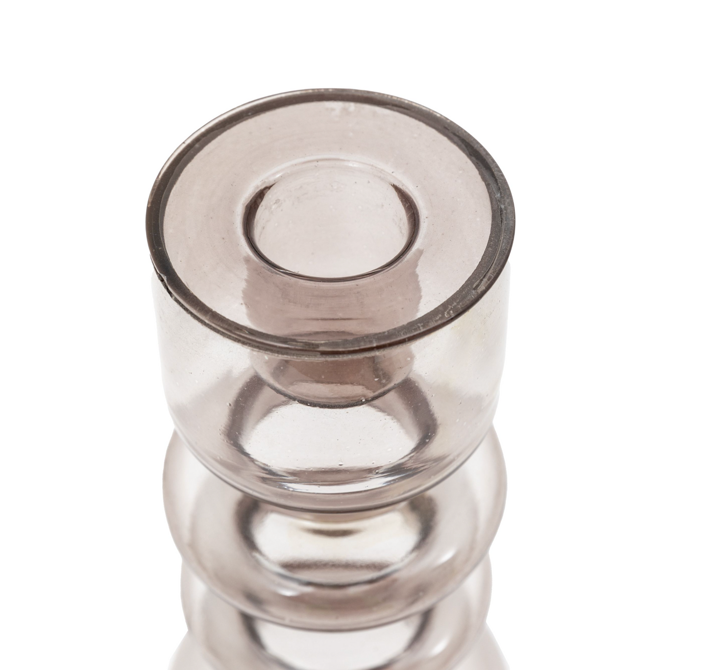 Smoked Glass Taper Candlestick