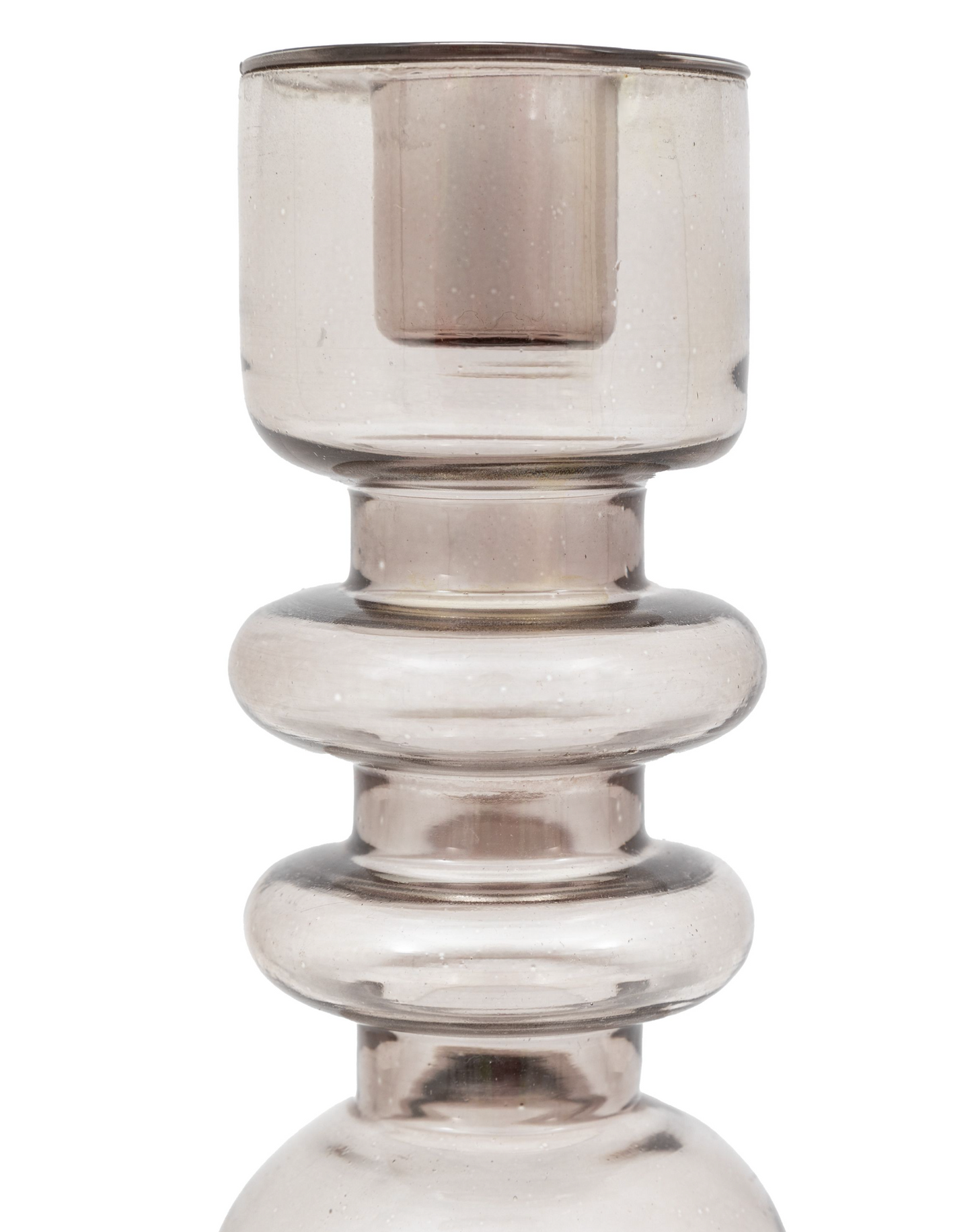 Smoked Glass Taper Candlestick