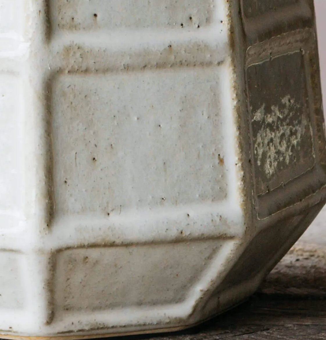 Hexagonal Lamp with Linen Shade