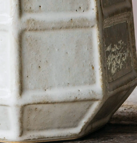 Hexagonal Lamp with Linen Shade