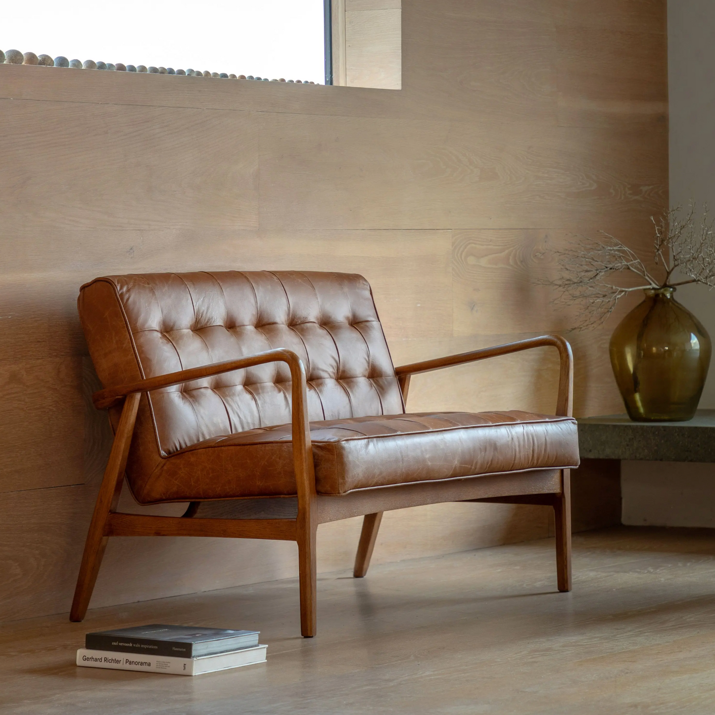 Leather Mid Century Sofa