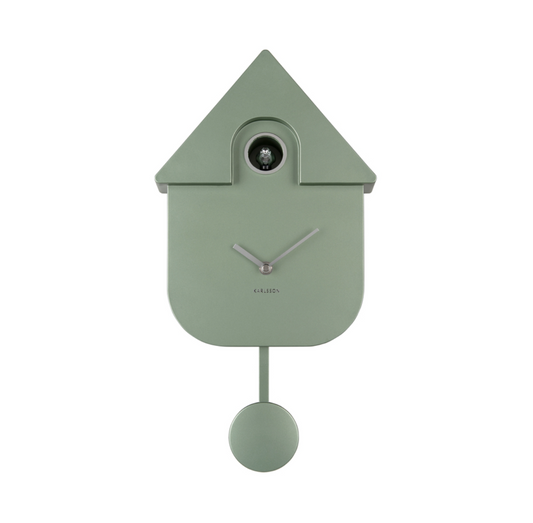 Modern Cuckoo Metallic Wall Clock (Jungle Green)
