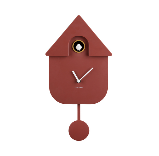 Modern Cuckoo Wall Clock (Red Ochre)