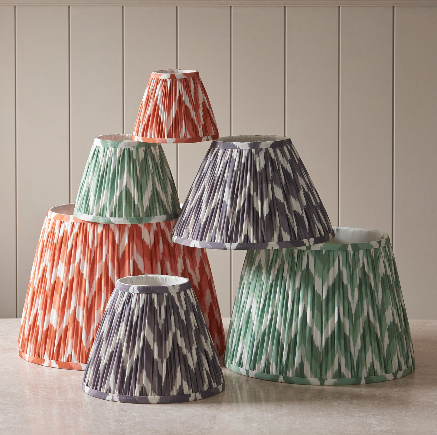 Olive Green Bobble Lamp with Zig Zag Shade