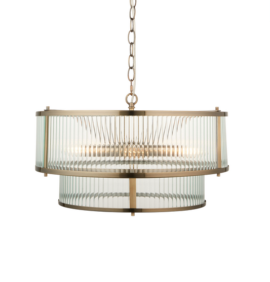 Fluted Glass Chandelier D50cm (Antique Brass)