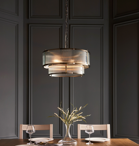 Fluted Glass Chandelier D50cm (Antique Brass)