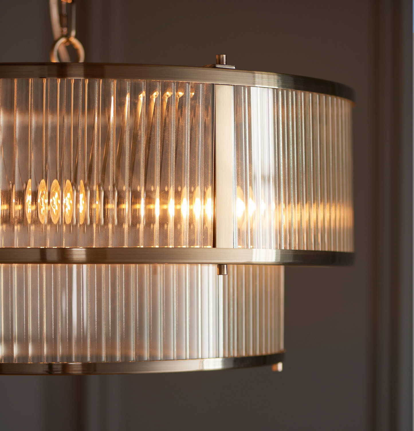 Fluted Glass Chandelier D50cm (Antique Brass)