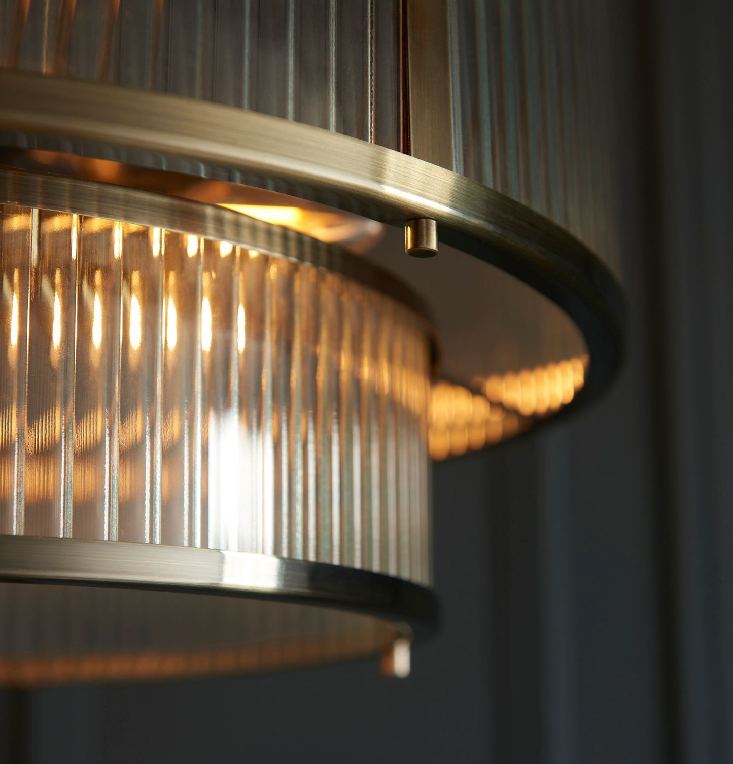 Fluted Glass Chandelier D50cm (Antique Brass)