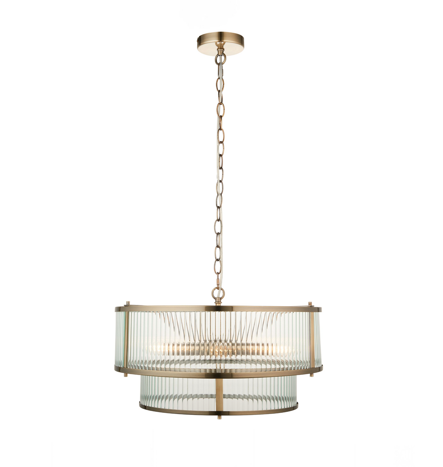 Fluted Glass Chandelier D50cm (Antique Brass)