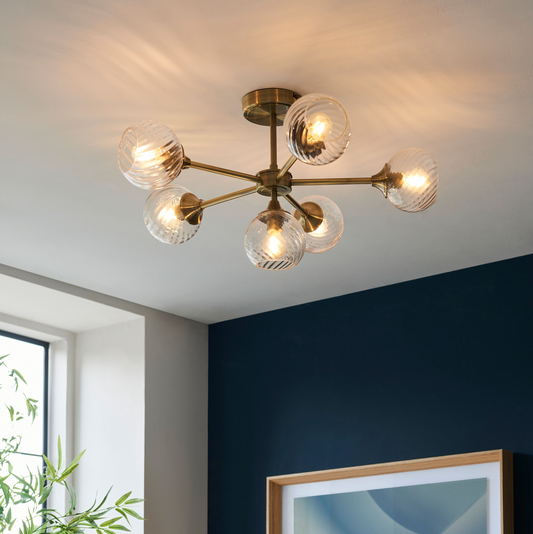 Allegra Glass Flush Ceiling Light D64cm