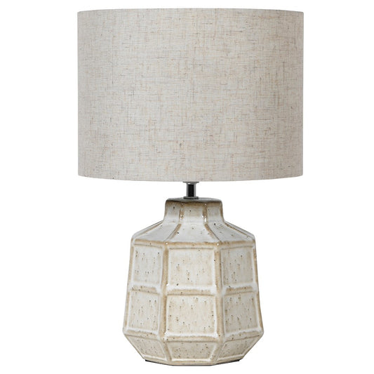 Hexagonal Lamp with Linen Shade
