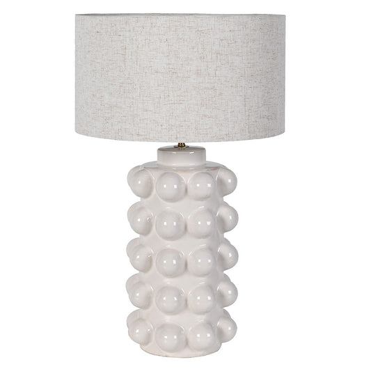 White Bobble Lamp with Linen Shade