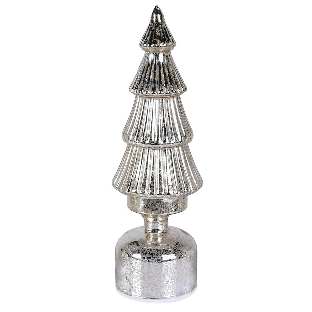 Lit Silver LED Rotating Tree (Small)