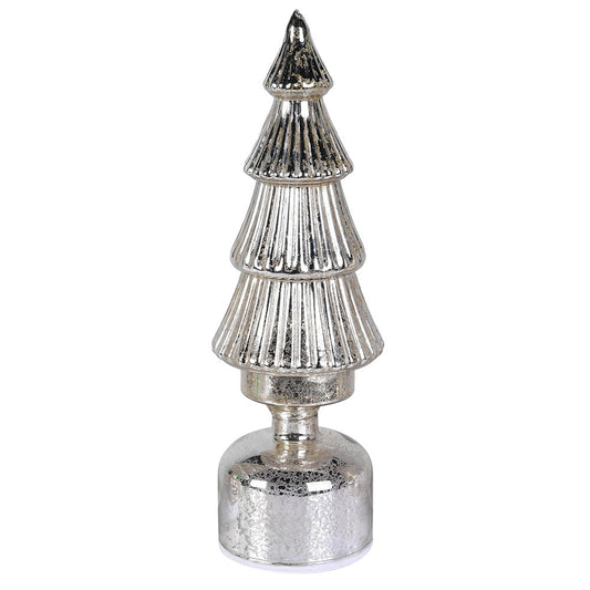 Lit Silver LED Rotating Tree (Small)