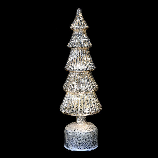 Lit Silver LED Rotating Tree (Large)