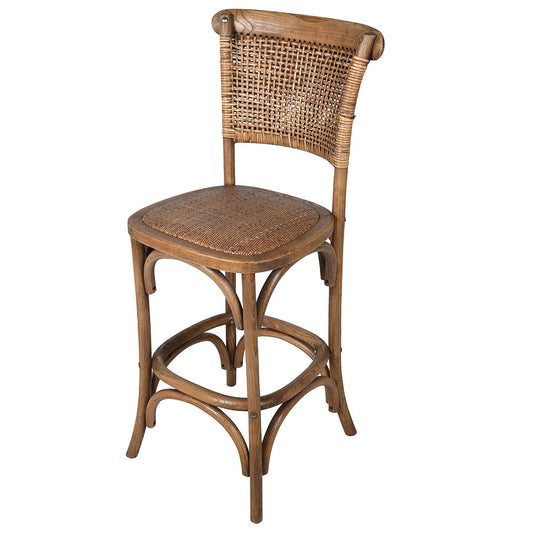 Oak Rattan Back Counter Stool