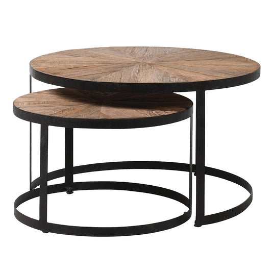 Reclaimed Oak Coffee Table (Nest of 2) D80cm