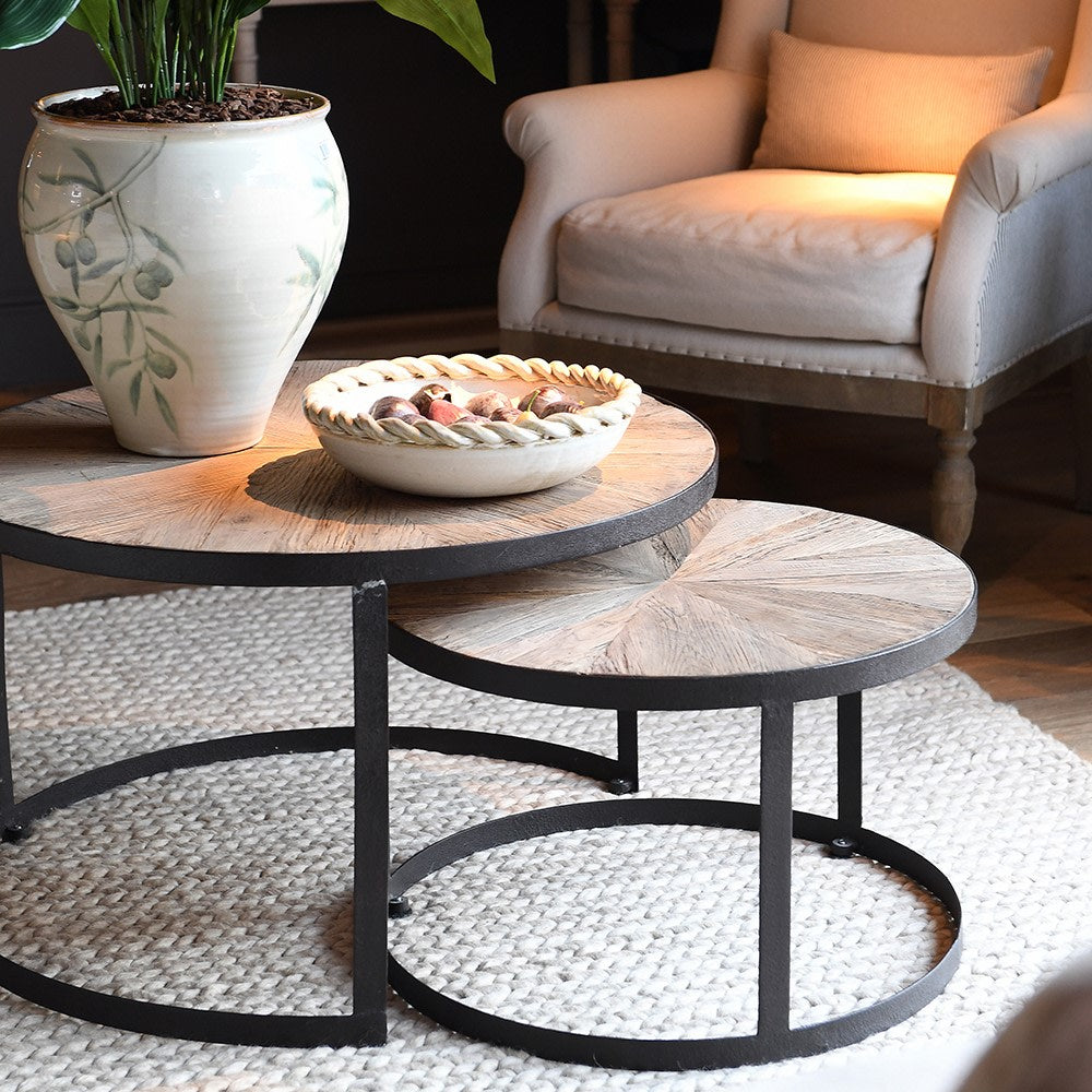 Reclaimed Oak Coffee Table (Nest of 2) D80cm