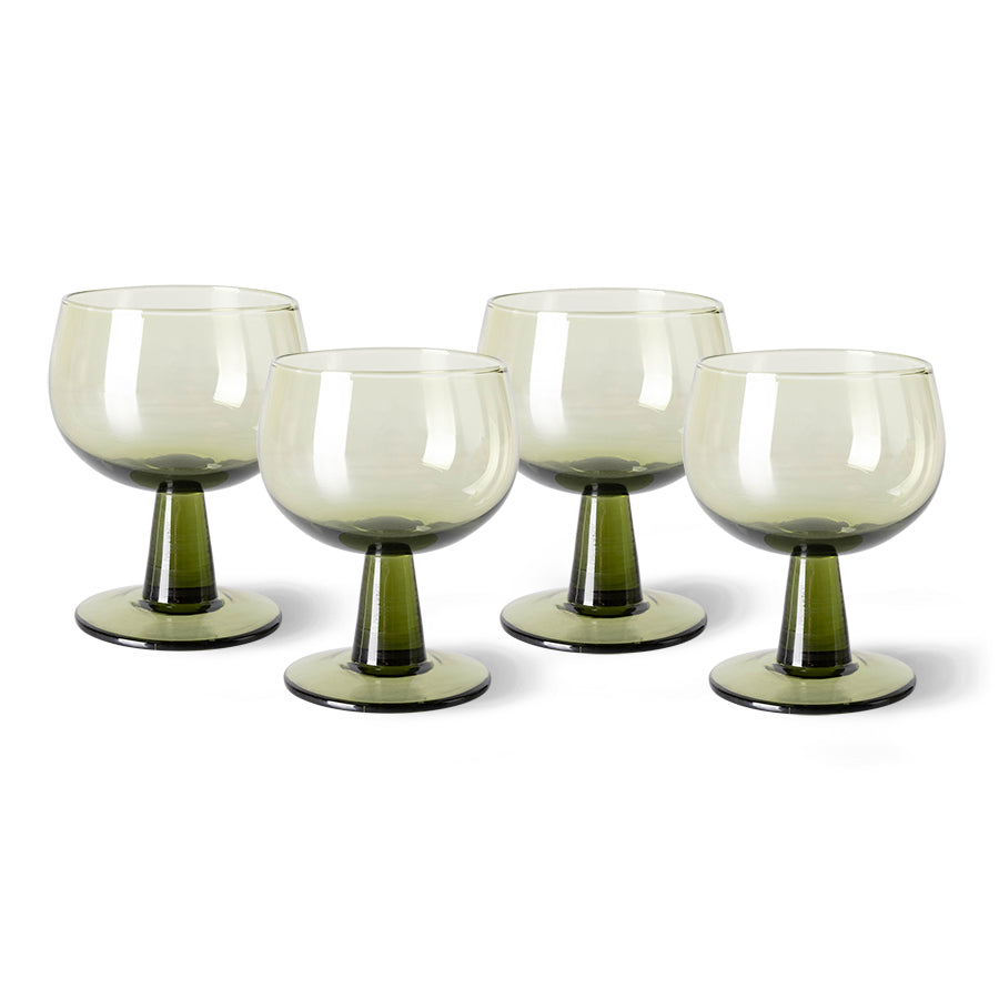 The emeralds: wine glass low in Olive Green (Set of 4)