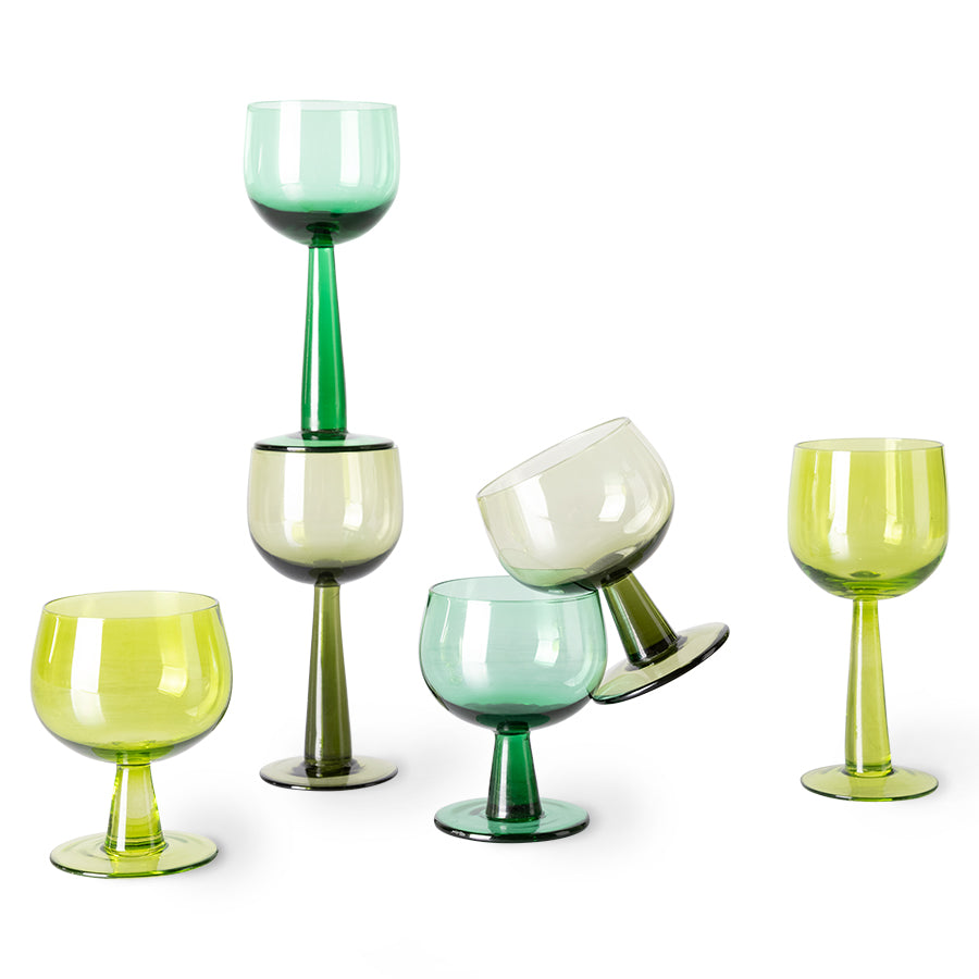 The emeralds: wine glass low in Olive Green (Set of 4)