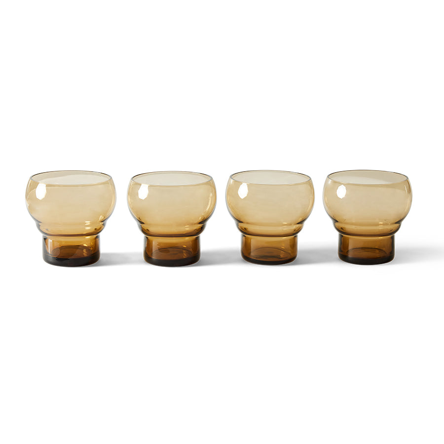 70s glassware: bulb glasses in Amber (Set of 4)