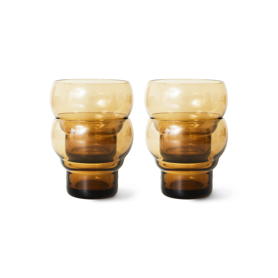 70s glassware: bulb glasses in Amber (Set of 4)