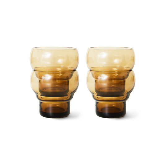 70s glassware: bulb glasses in Amber (Set of 4)