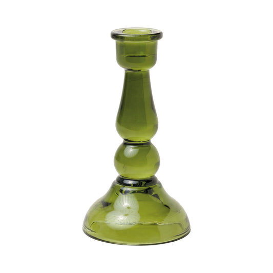 Paddywax Tall Glass Taper Holder (Green)