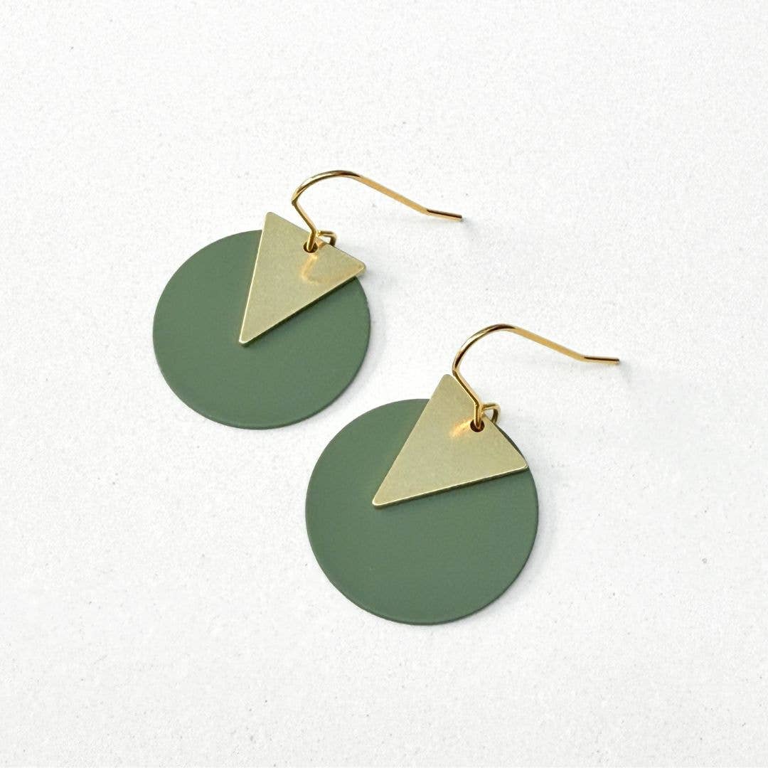 Colourful Disc Earrings - Olive