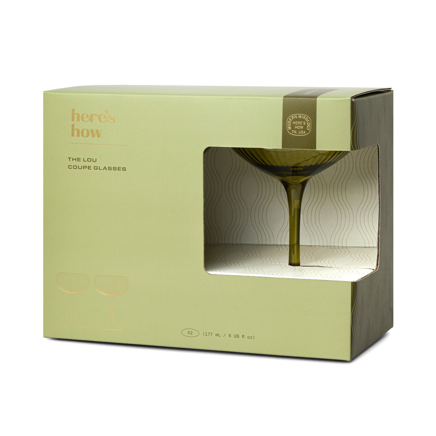 "The Lou" Coupe Glass (Olive) Set of 2