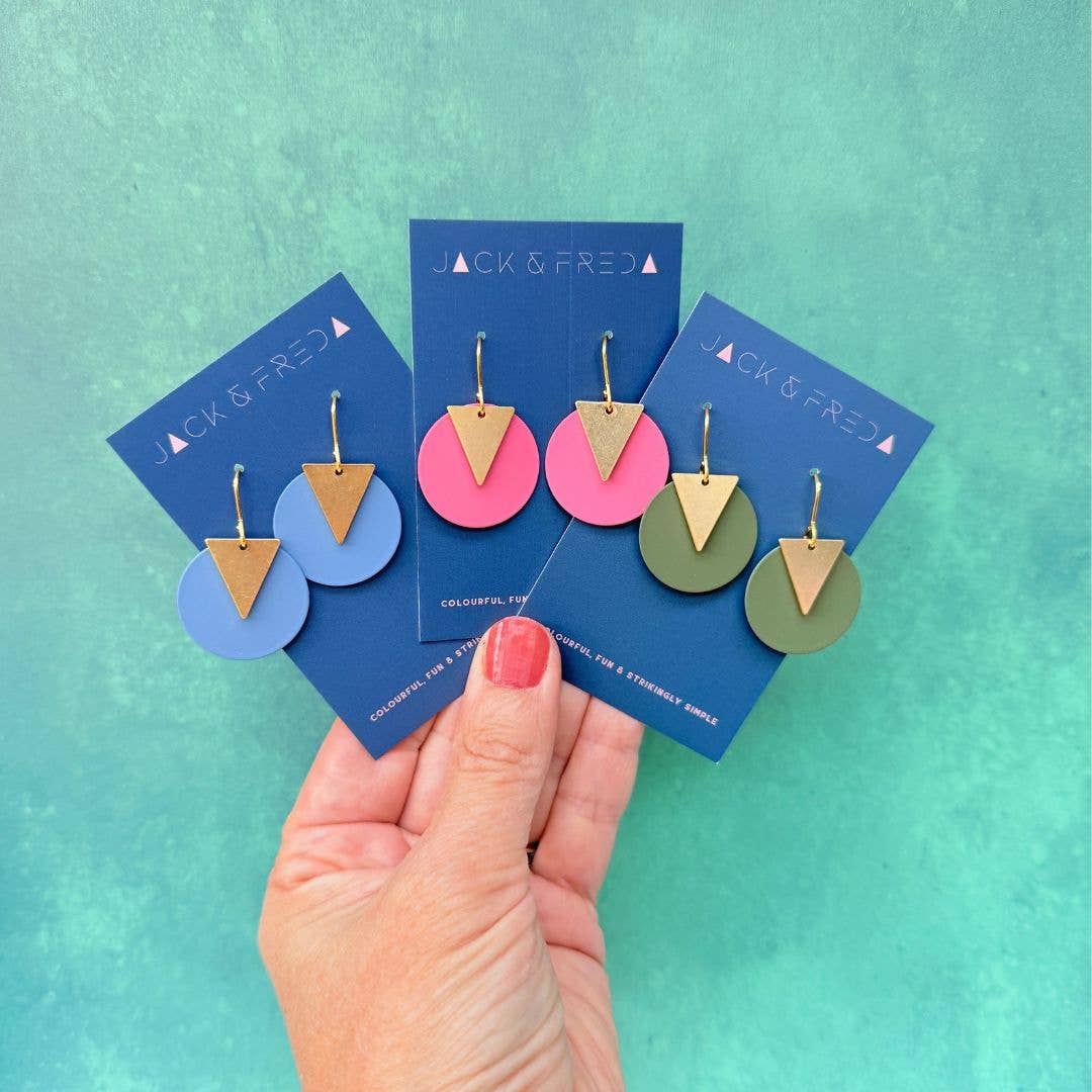 Colourful Disc Earrings - Olive