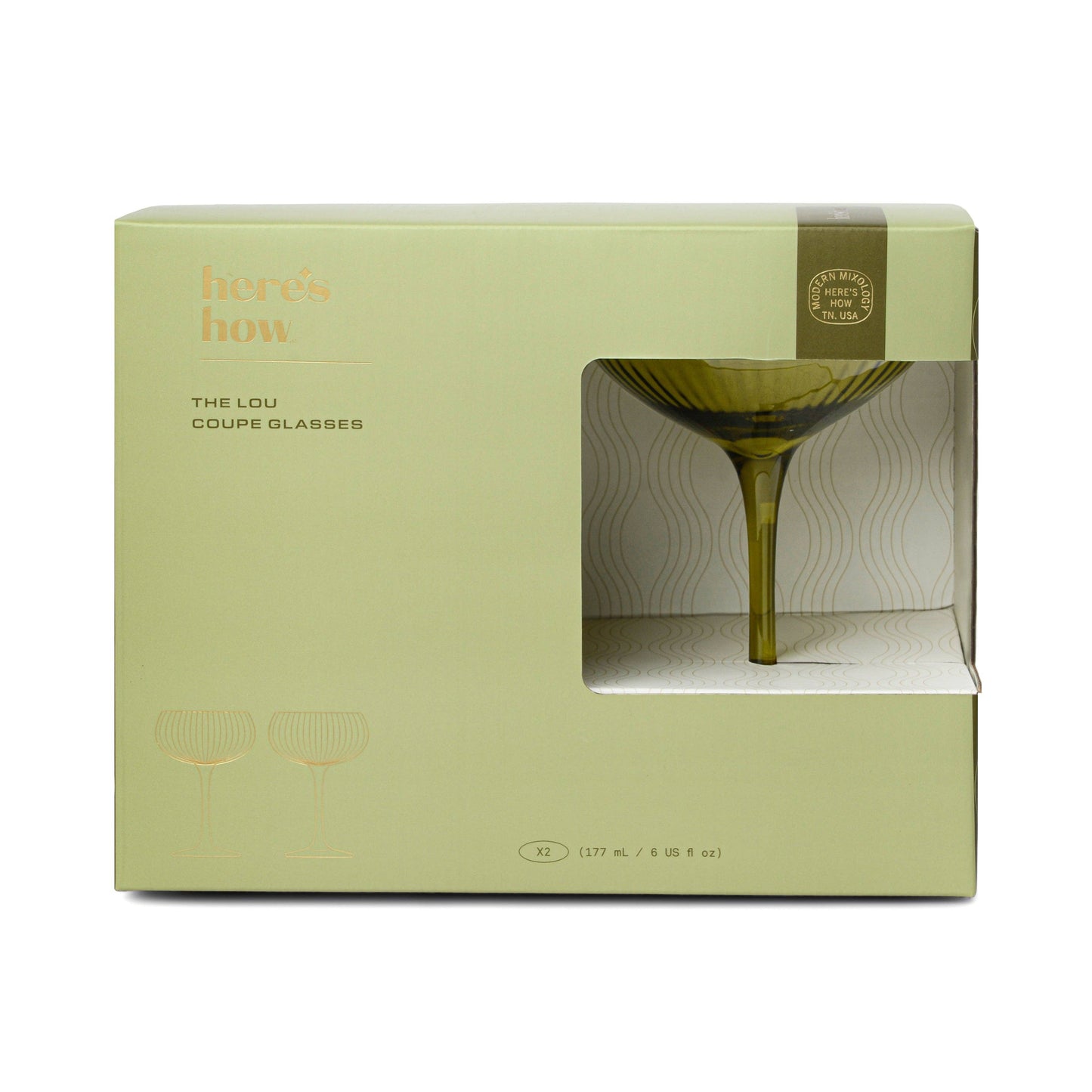 "The Lou" Coupe Glass (Olive) Set of 2