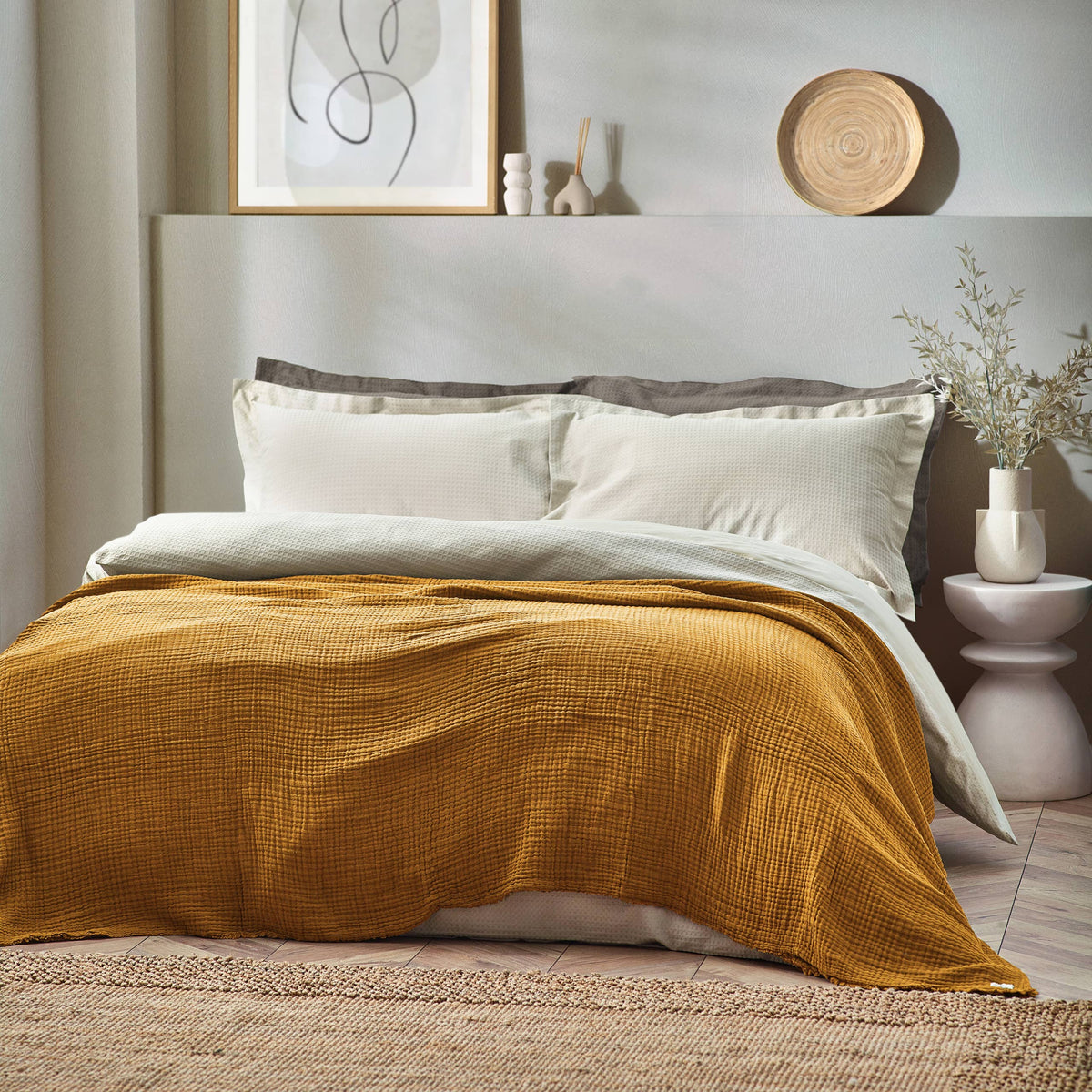 Lark Muslin Cotton Oversized Throw Cumin: Cumin / 240 x 260cm