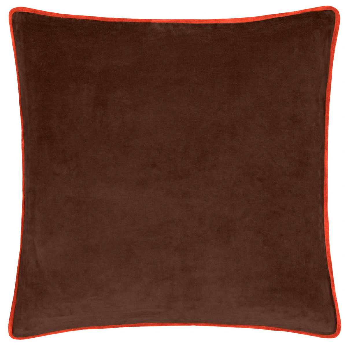 Bailey Brushed Cotton Velvet Cushion Chocolate/Orange: Chocolate/Orange / Feather Filled / 50 x 50cm