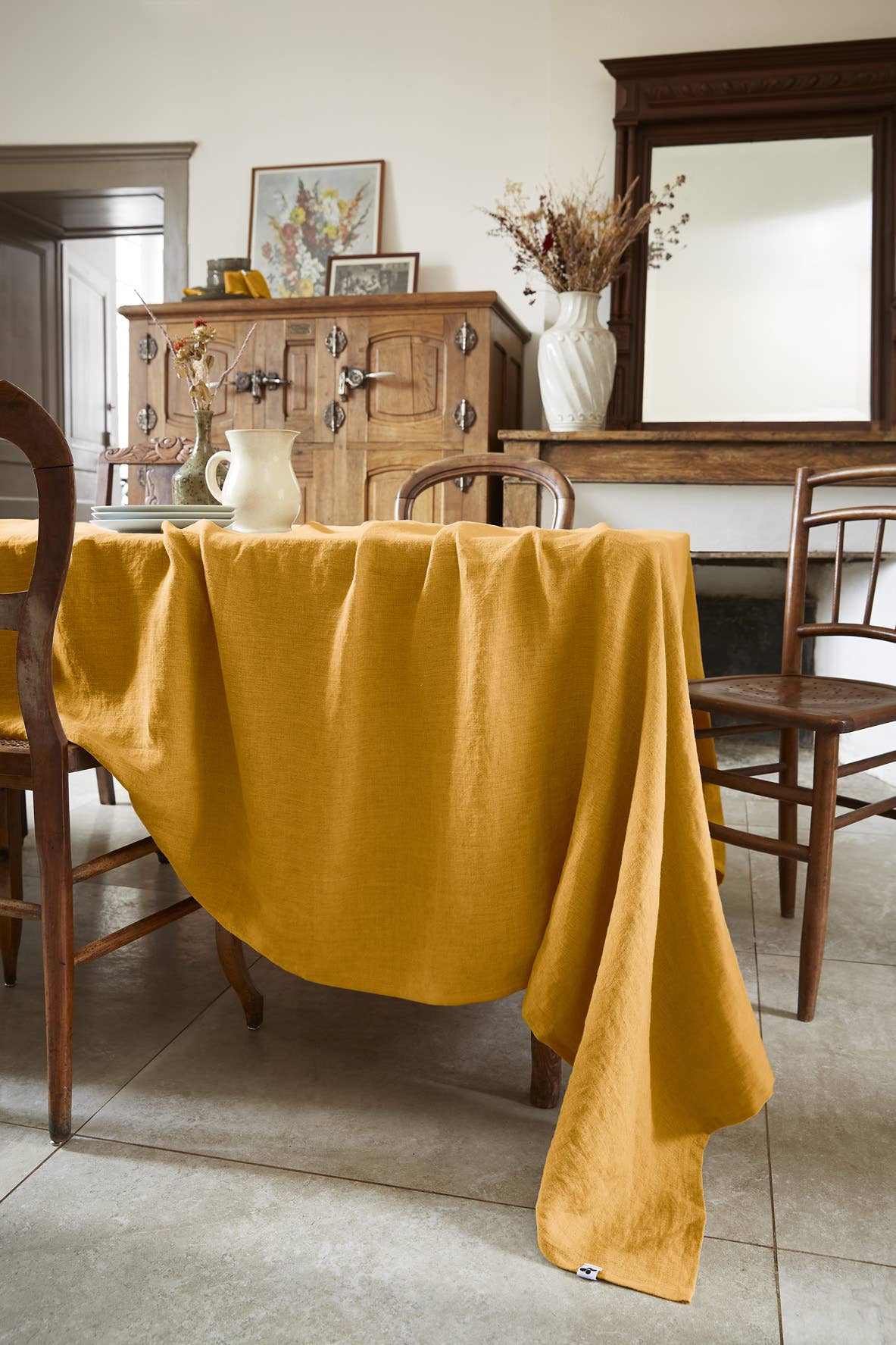 TABLECLOTH 170 x 250 cm SOLINE Honey: 160 gr/m² / OEKO TEX - BSCI - TRAITEMENT DES EAUX USÉES / 100% Lin