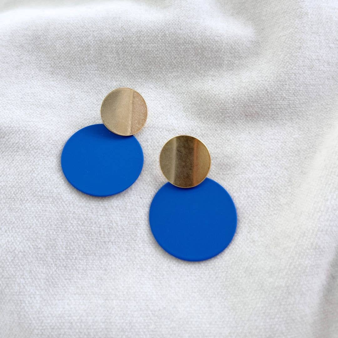 Retro Statement Earrings - Electric blue