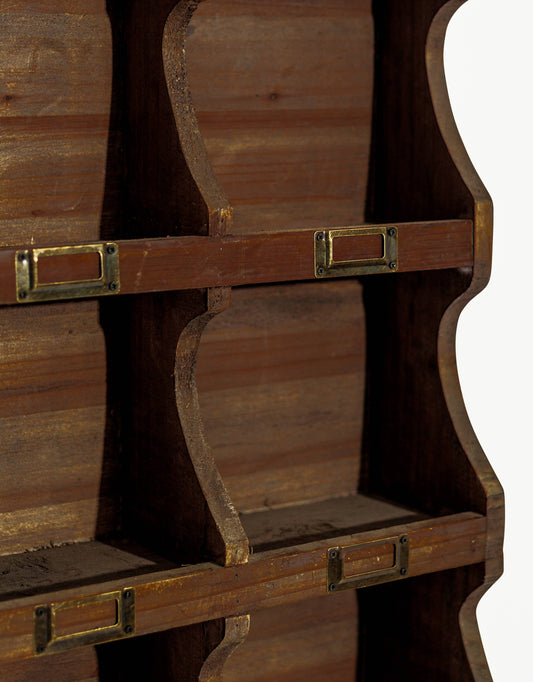 Rustic Wooden "Arundel" 9 Pigeon-Hole Wall Storage Unit