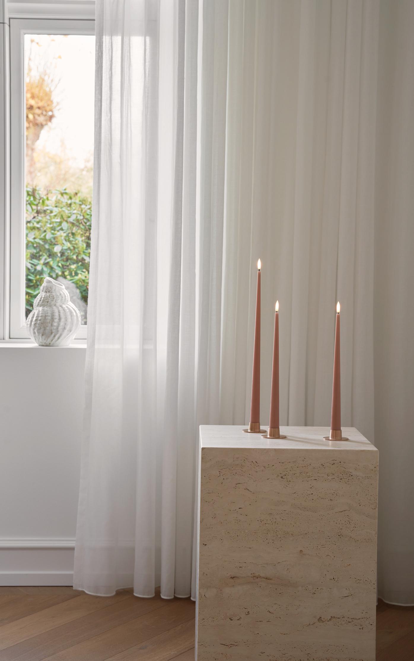 Ester & Erik LED Tapered Candle (Pack of 2) - Rosy Caramel Col. 20