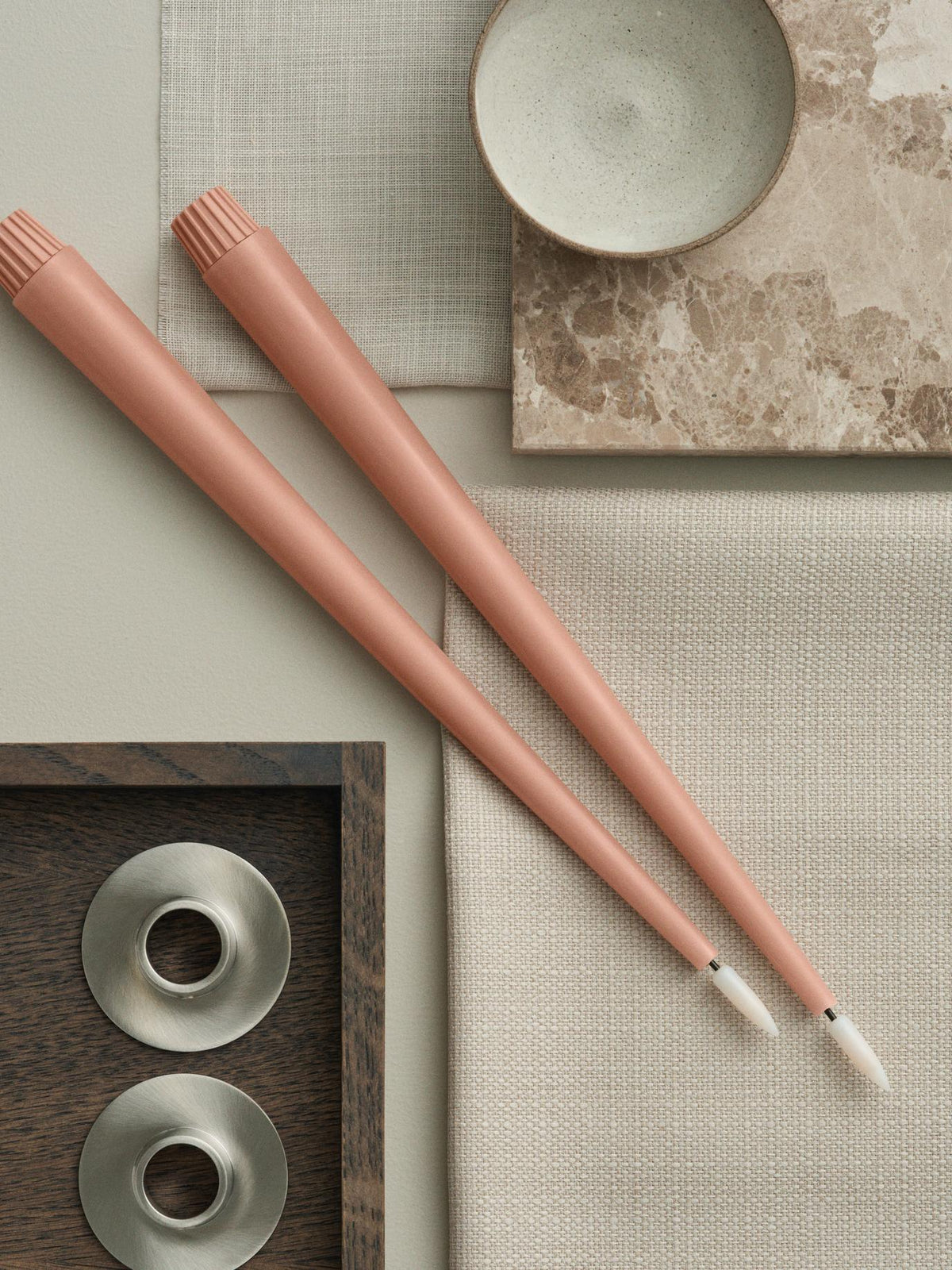 Ester & Erik LED Tapered Candle (Pack of 2) - Rosy Caramel Col. 20